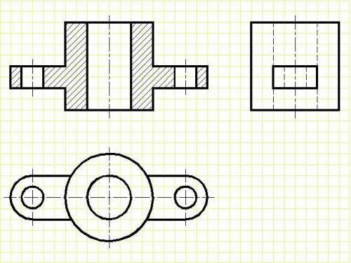 с черчением, нужно нарисовать все 3 вида желательно на клеточках, на одном сделать разрез