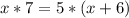 x*7 = 5*(x+6)