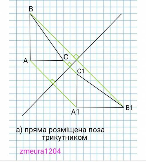 1. Побудуйте довільний трикутник і трикутник, симетричний даному, відносно прямої, якщо вона:а) розм