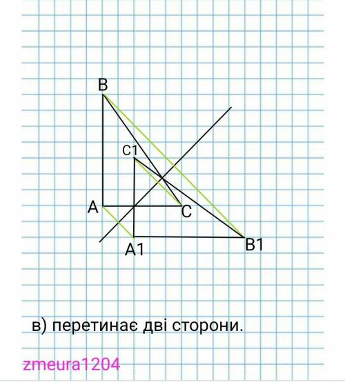 1. Побудуйте довільний трикутник і трикутник, симетричний даному, відносно прямої, якщо вона:а) розм