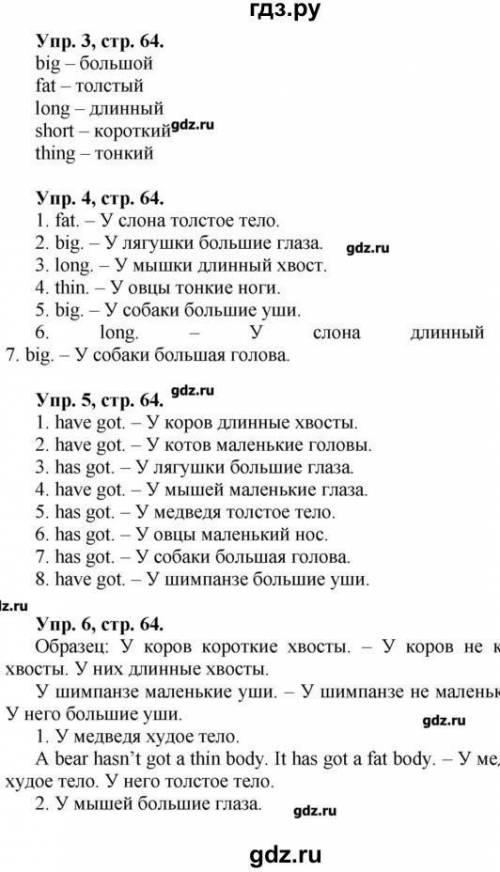 Английский язык 3 класс страница 64 домашнее задание