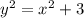 {y}^{2} = {x}^{2} + 3