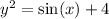 {y}^{2} = \sin(x) + 4