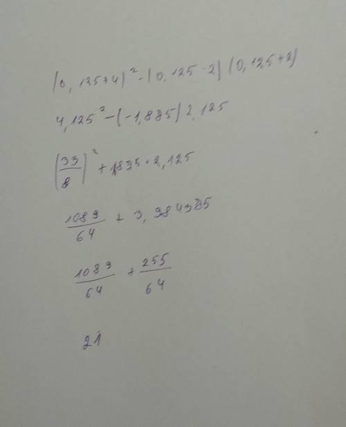 (0,125+4)²-(0,125-2)(0,125+2)​