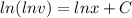 \displaystyle ln(lnv)=lnx+C