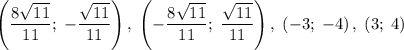 \left(\dfrac{8\sqrt{11}}{11};\;-\dfrac{\sqrt{11}}{11}\right),\;\left(-\dfrac{8\sqrt{11}}{11};\;\dfrac{\sqrt{11}}{11}\right),\;\left(-3;\;-4\right),\;\left(3;\;4\right)