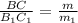 \frac{BC}{B_1C_1} =\frac{m}{m_1}