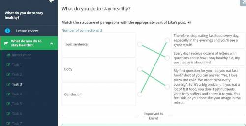 What do you do to stay healthy?Type the appropriate name of the paragraph part in the box. ​