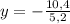 y = -\frac{10,4}{5,2}