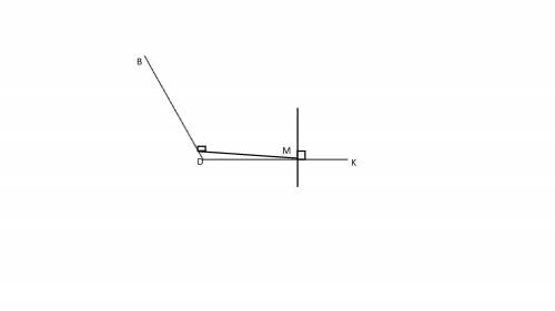 Накресліть тупий кут BDK, позначте на його стороні DK точку М. Проведіть через точку M пряму, перпен