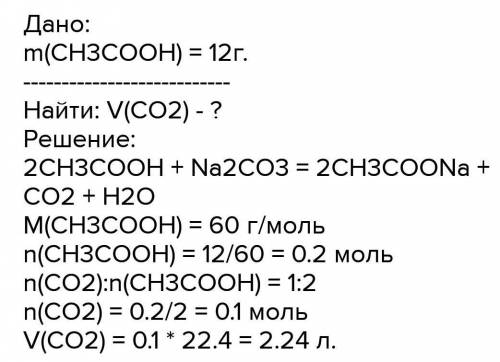 Обчисліть об'єм газу, який виділиться під час взаємодії 12 грам оцтової кислоти з натрієм. ​