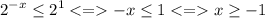 \displaystyle 2^{-x} \leq 2^{1} -x\leq 1 x\geq -1