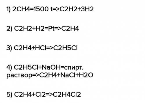 Напишите уравнение реакции с которых можно осуществить следующие превращения C2 H4 Cl2​
