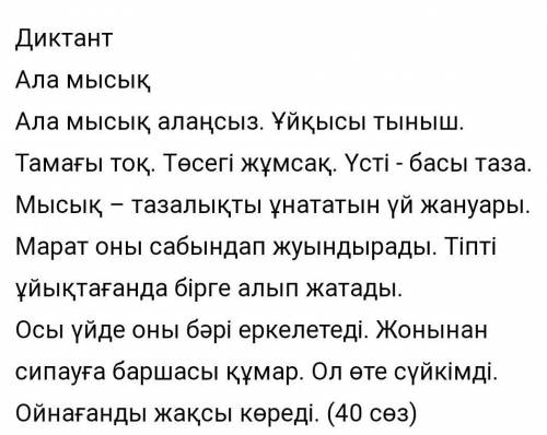 Диктант ала мысық пен Марат​