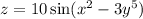 z = 10 \sin( {x}^{2} - 3 {y}^{5} )