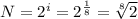 N = 2^{i} = 2^{\frac{1}{8} } = \sqrt[8]{2}