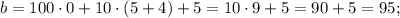 b=100 \cdot 0+10 \cdot (5+4)+5=10 \cdot 9+5=90+5=95;