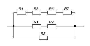 електричне коло складається з однакових резисторів опором 50 ом кожний та має загальний опір 30 ом.