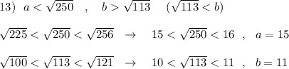 13)\ \ a\sqrt{113}\ \ \ \ (\sqrt{113}