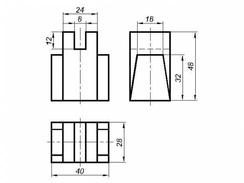 По двум видом построить третий,выполнить наглядное изображение в изометрической проекции