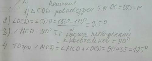 через точку С окружности, проведена касательная МN и хорда CD.Чему ровна градусная мера угла МСD, ес