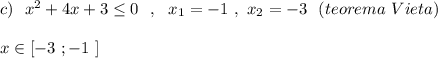 c)\ \ x^2+4x+3\leq 0\ \ ,\ \ x_1=-1\ ,\ x_2=-3\ \ (teorema\ Vieta)\\\\x\in [-3\ ;-1\ ]