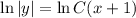 \ln|y|=\ln C(x+1)