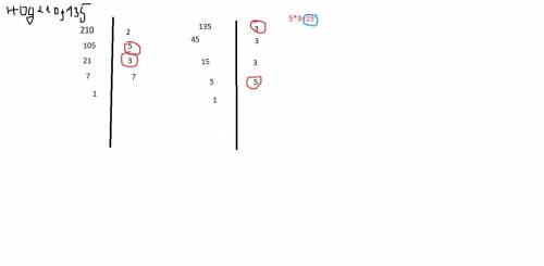 4. Найдите НОД (210;135) и НОД(16;36) методом разложения чисел на простые множители.​