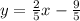 y = \frac{2}{5} x - \frac{9}{5} \\