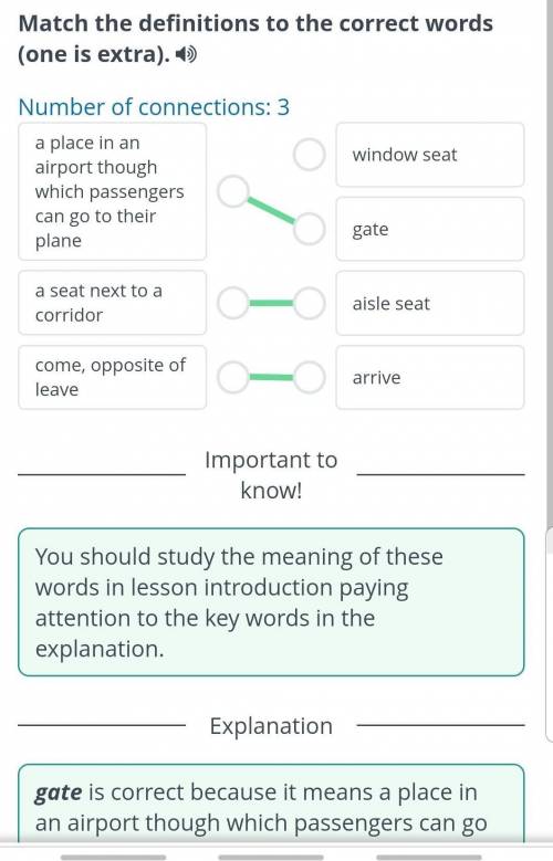 At the airport Match the definitions to the correct words (one is extra). >>Number of connecti