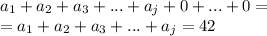 {a_1 + a_2 + a_3 + ... + a_{j}+0 +... + 0} = \\ = {a_1 + a_2 + a_3 + ... + a_{j}} = 42