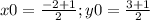 x0=\frac{-2+1}{2} ;y0=\frac{3+1}{2}