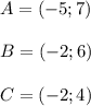 A= (-5; 7) \\\\B= (-2; 6) \\\\C=(-2; 4)\\\\