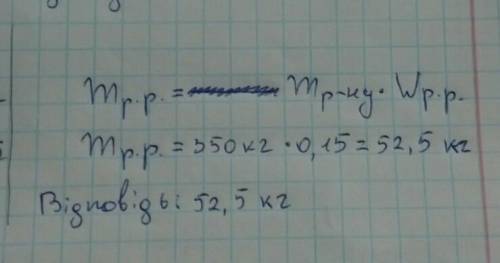 Газова суміш масою 350кг містить 15% азоту, решта амоніак. Визначте загальний міст азоту в суміші ві