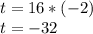 t = 16 * (-2)\\t = -32