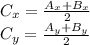 C_x= \frac{A_x+B_x}{2}\\C_y= \frac{A_y+B_y}{2} \\