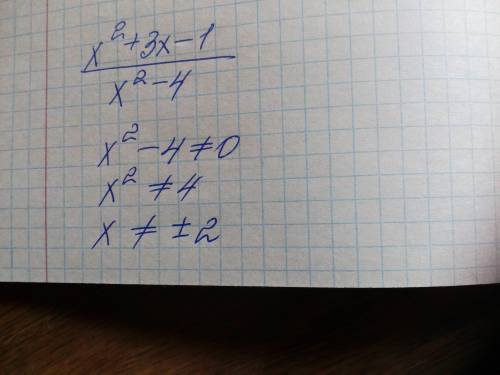 При каких значения переменной имеет смысл выражение x^2+3x-1/x^2-4