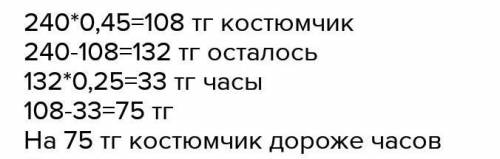 Покупатель имел 26 000 тг. На покупку костюма он израсходовал 45% этой суммы и 30% оставшейся суммы