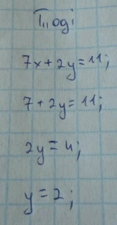 Розв'язати систему рівнянь додавання{7x+2y=11{-14x+3y= -8​