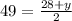 49 = \frac{28 + y}{2}