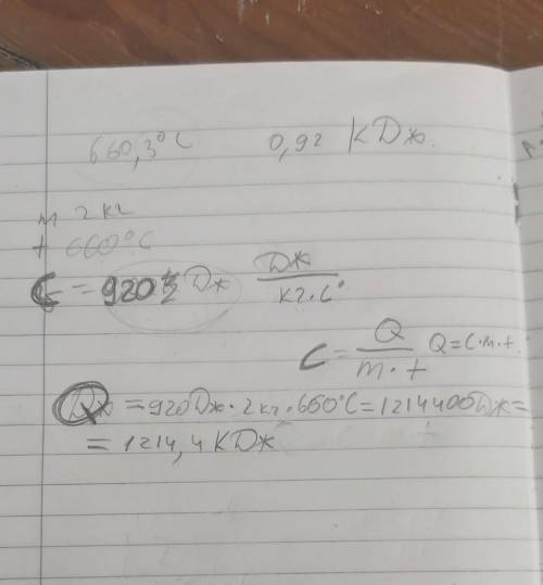 Сколько тепла нужно, что бы расплавить алюминий массой 2 кг, взятый при температуре плавление?