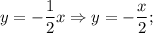 y=-\dfrac{1}{2}x \Rightarrow y=-\dfrac{x}{2};