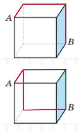 Муравей должен переползти по рёбрам проволочного куба из точки А в точку В. Сколько для него существ