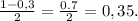 \frac{1-0,3}{2} =\frac{0.7}{2}=0,35.