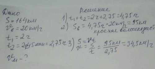 З міста A в місто B, відстань між якими 164 км, зі швидкістю 20 км/год виїхав велосипедист. Через 2