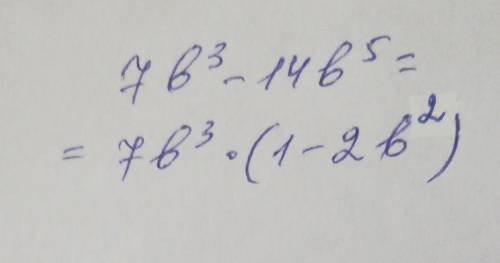 Розкладіть на множники многочлен 7b³-14b⁵​