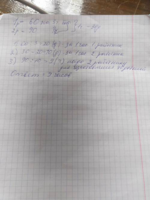 60 деталей перший працівник виготовляє на 3 години швидше, ніж другий. За скільки годин другий праці