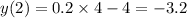 y(2) = 0.2 \times 4 - 4 = - 3.2