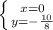 \left \{ {{x=0} \atop { {y=-\frac{10}{8} }} \right.