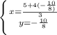 \left \{ {{x=\frac{5+4(-\frac{10}{8)} }{3} } \atop {y=-\frac{10}{8} }} \right.